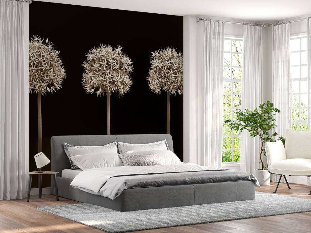 Trois fleurs d'allium en ligne