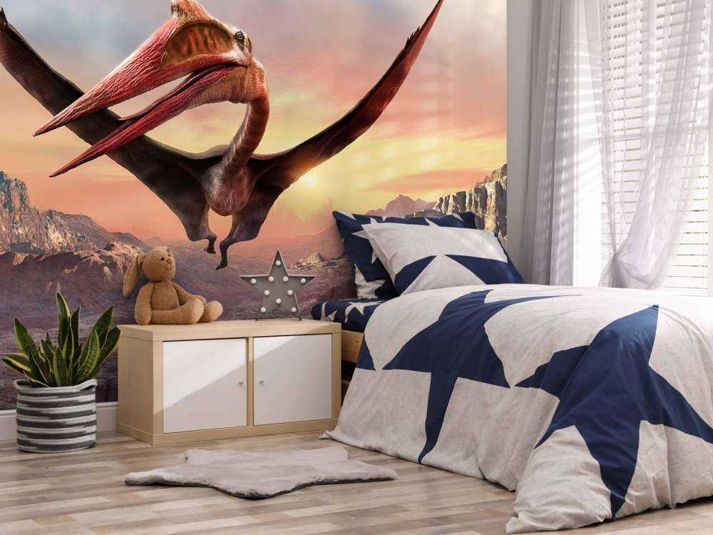 Quetzalcoatlus volant au-dessus des montagnes