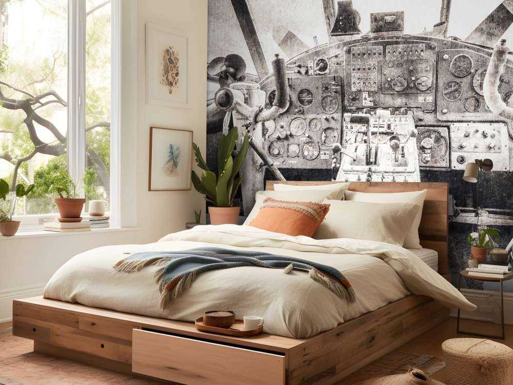 Cockpit d'avion en sépia