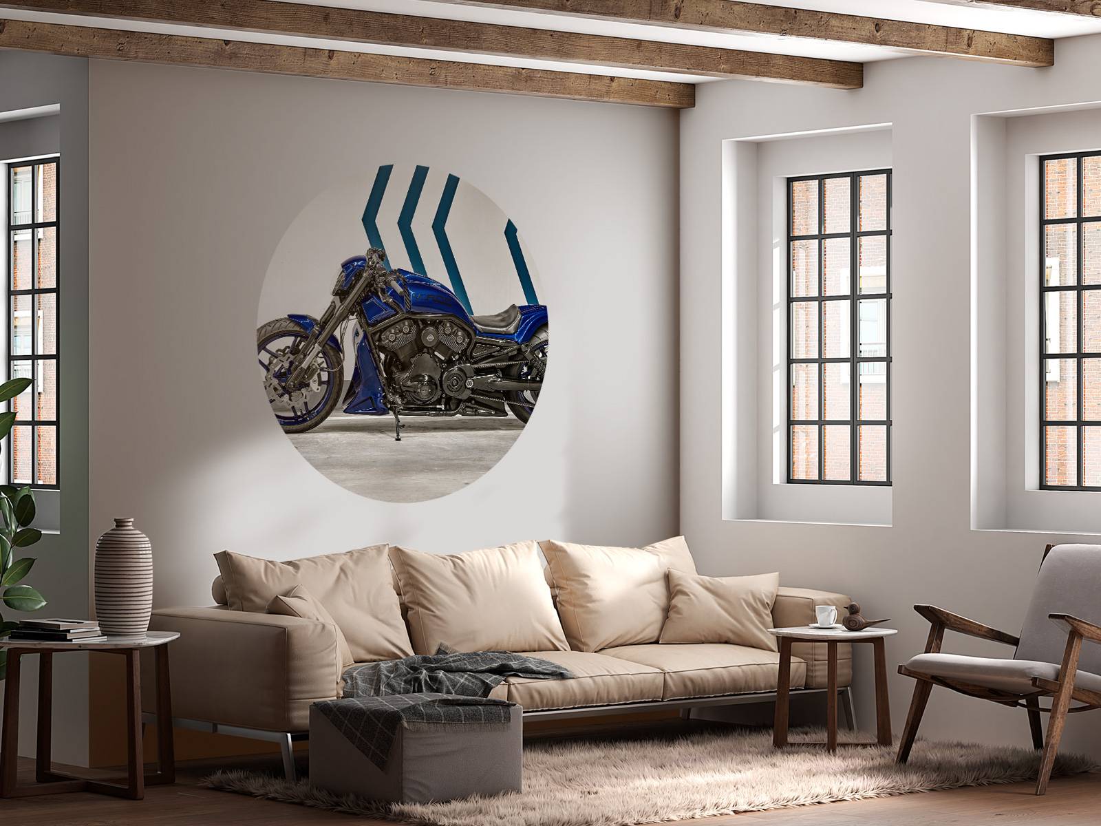 Une moto bleue