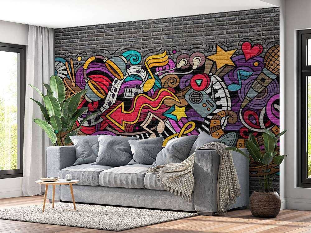 Graffitis musicaux sur briques