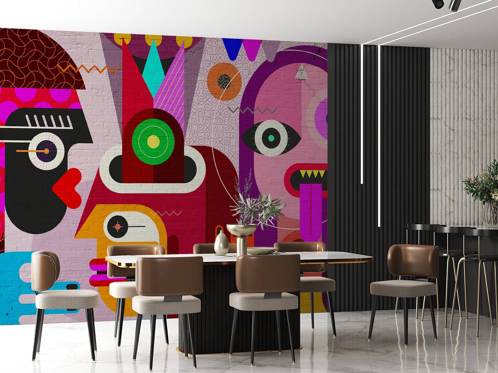 Des graffitis avec des visages