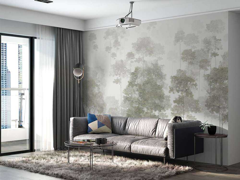 Forêt peinte dans la brume