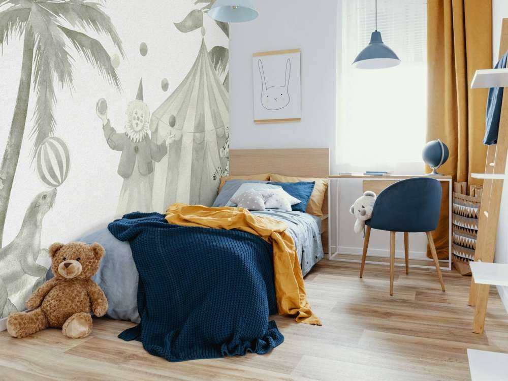 Animaux de cirque joyeux en vert d'eau