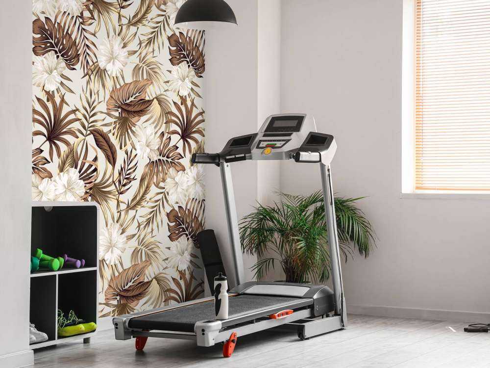 Fleurs tropicales, beige