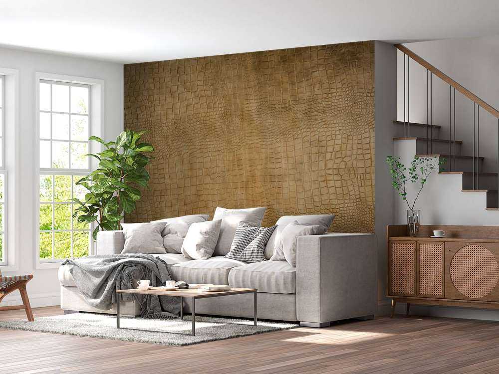 Crocodile texturé ocre jaune