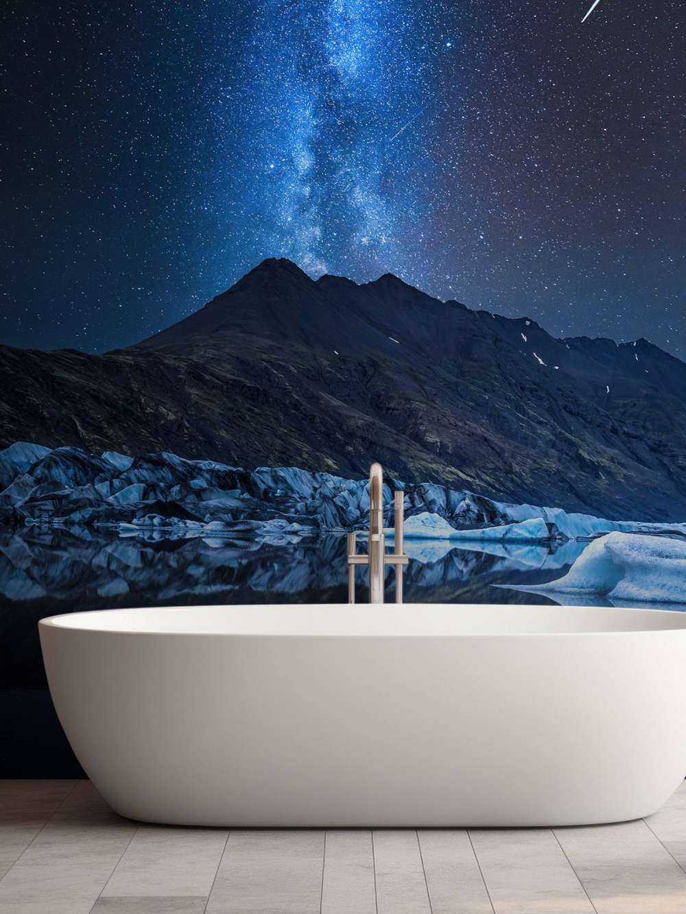 Voie lactée près d'un glacier