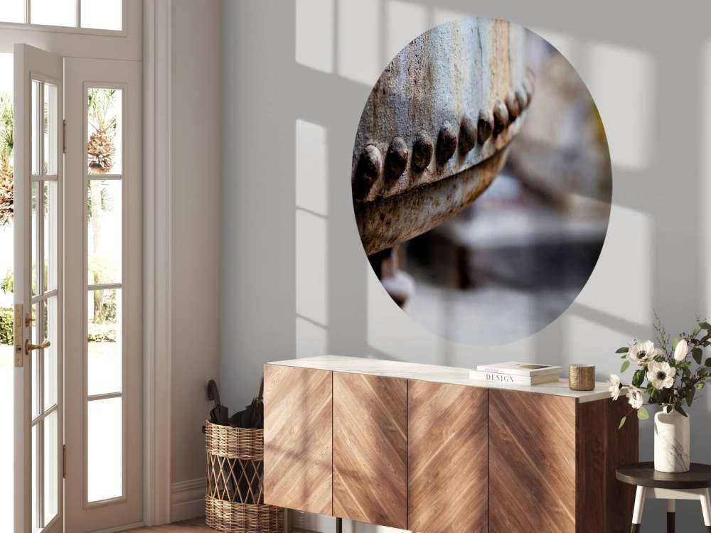 Détail d'une chaudière à vapeur rouillée