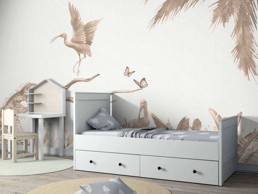 Branche avec animaux de la jungle en taupe