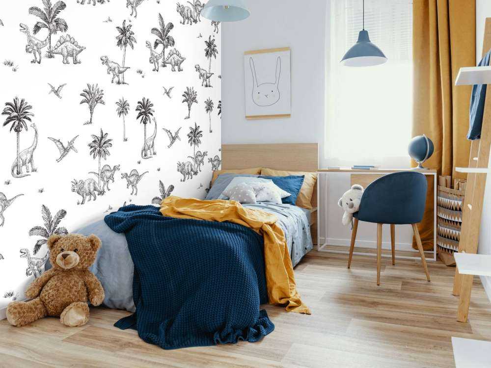 Motif de dinosaures en noir et blanc