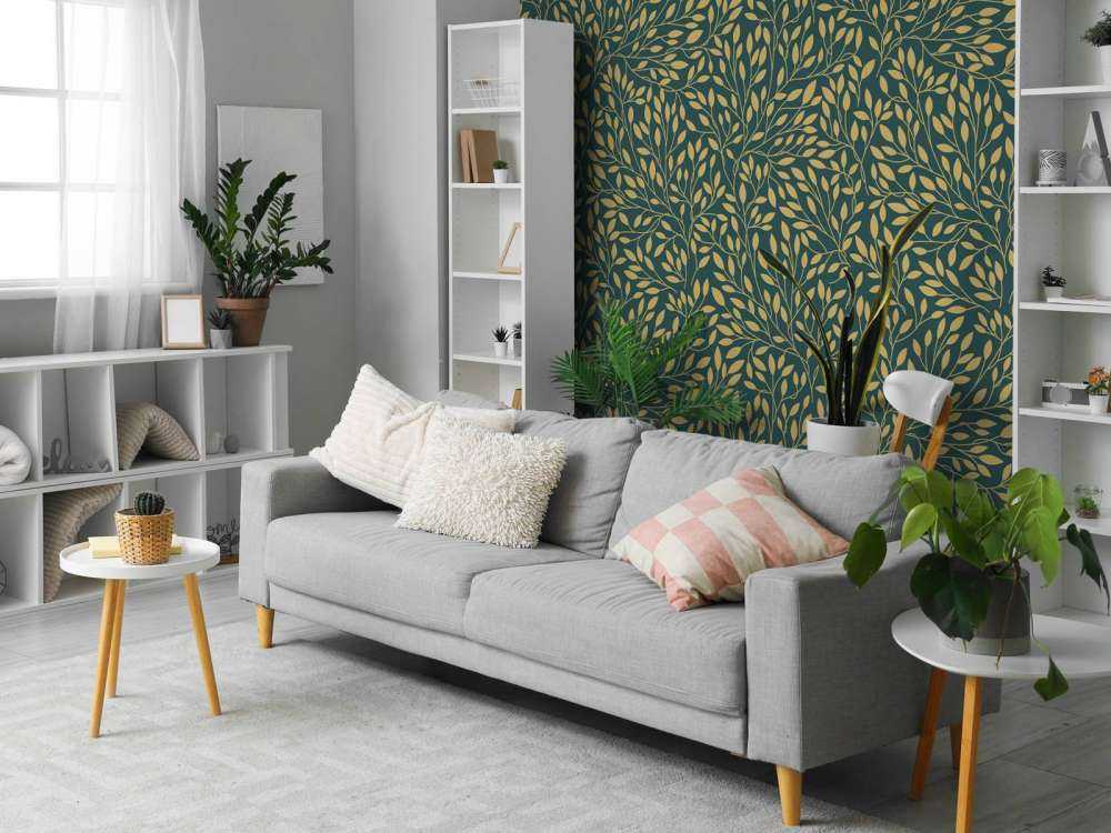 Motif floral de luxe or jaune