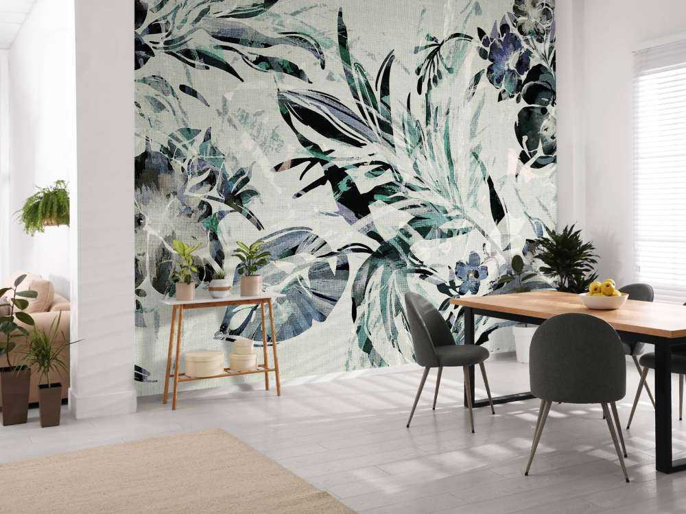 Fond floral bleu canard
