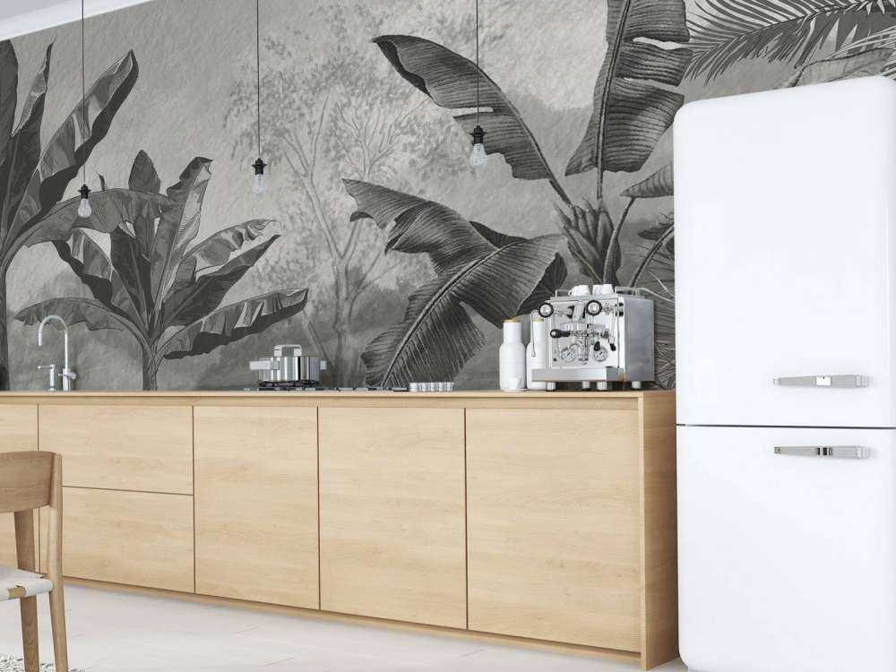 Bananiers en noir et blanc