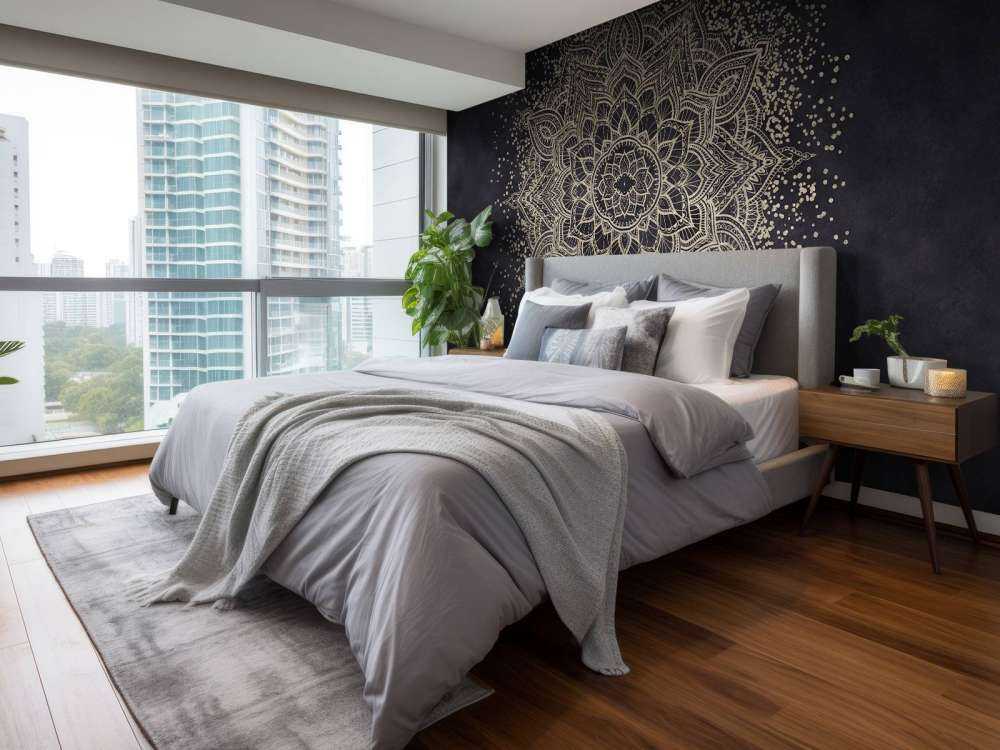 Mandala doré scintillant - marine foncé