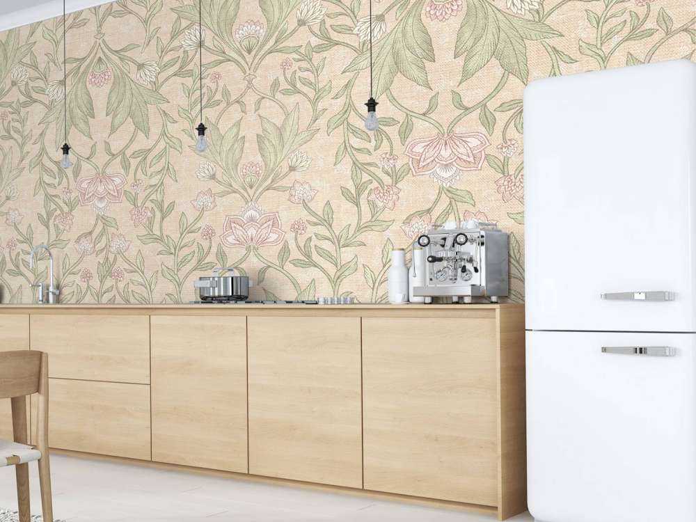 Damas floral Morris - pêche fuzz