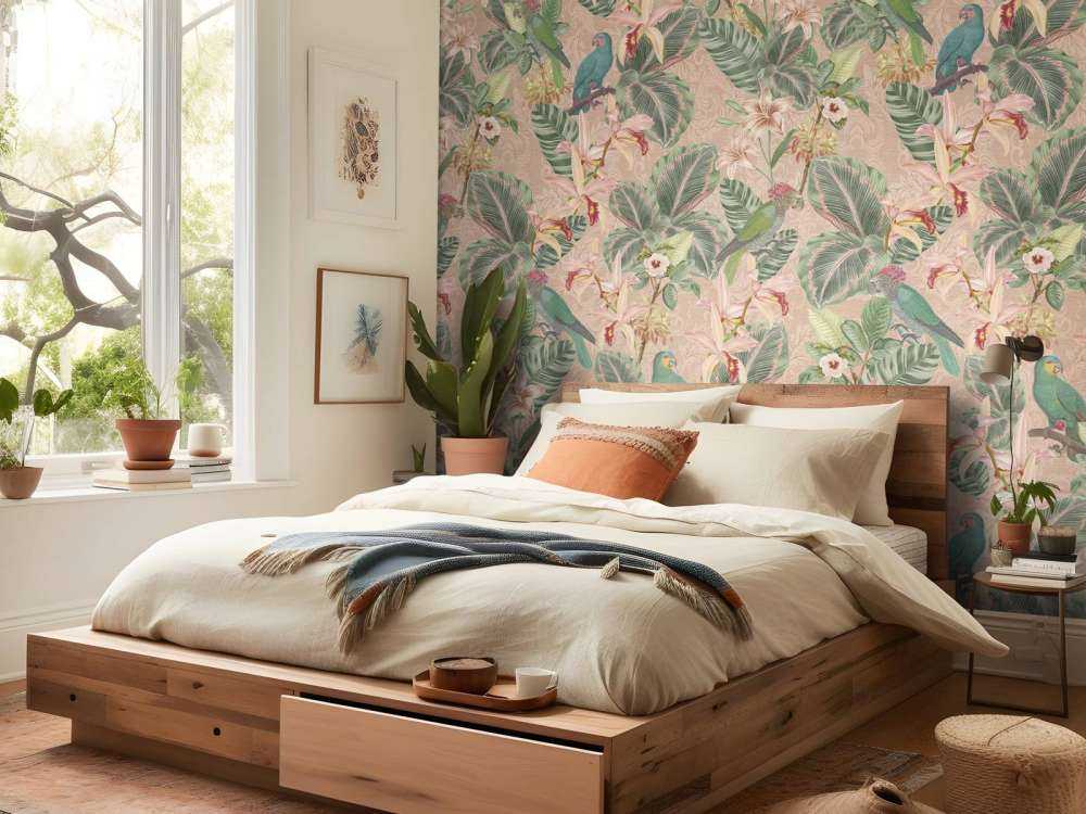 Oiseaux et perroquets de la jungle tropicale - terracotta