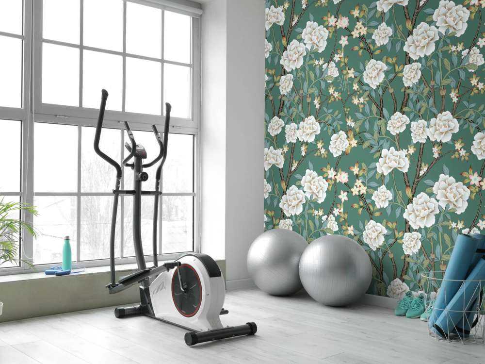 Pivoines sur fond vert