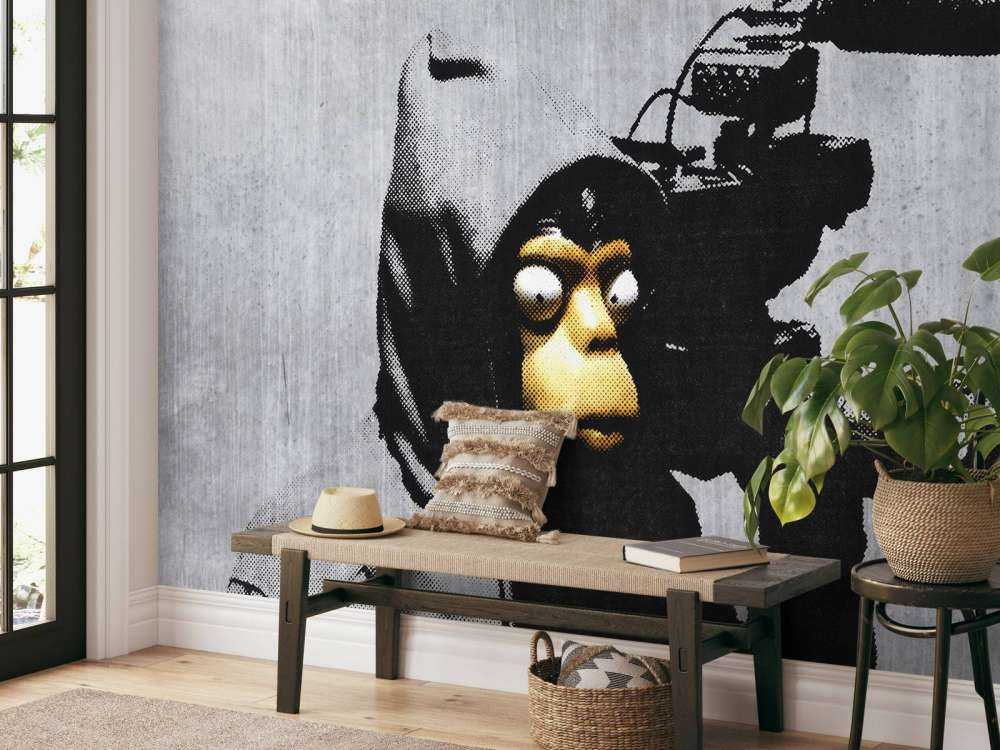Banksy - ETTGS monkey, grey concrete