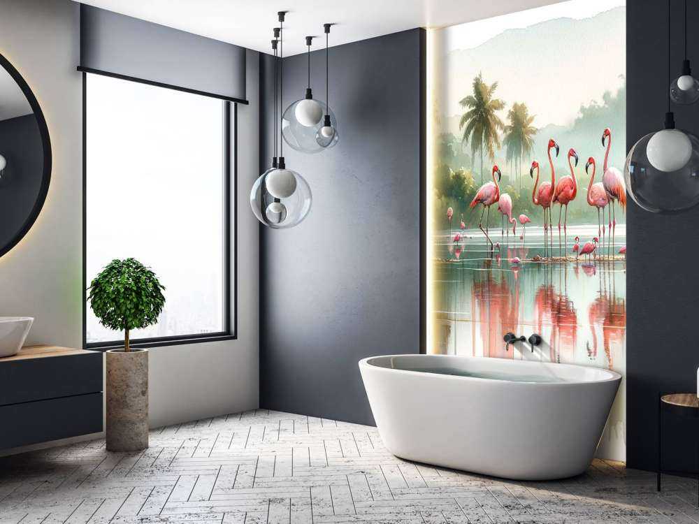 Réflexions matinales des flamants roses