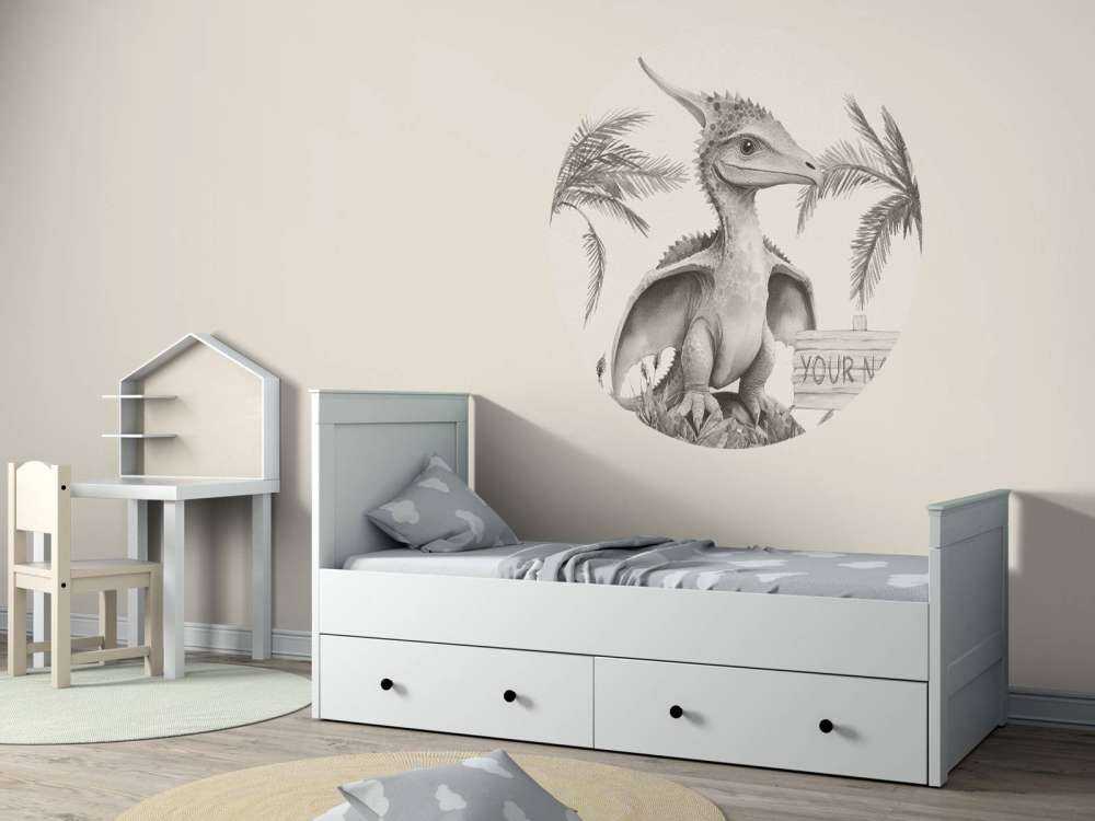 Bébé ptéranodon dans la jungle beige