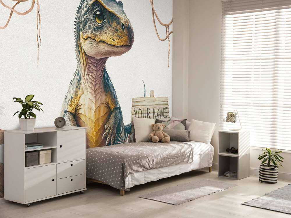 Bébé T-rex dans la jungle taupe