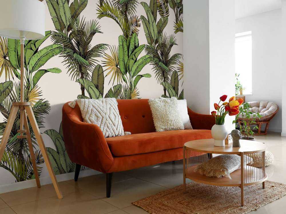 Feuilles de palmiers et de bananiers tropicaux