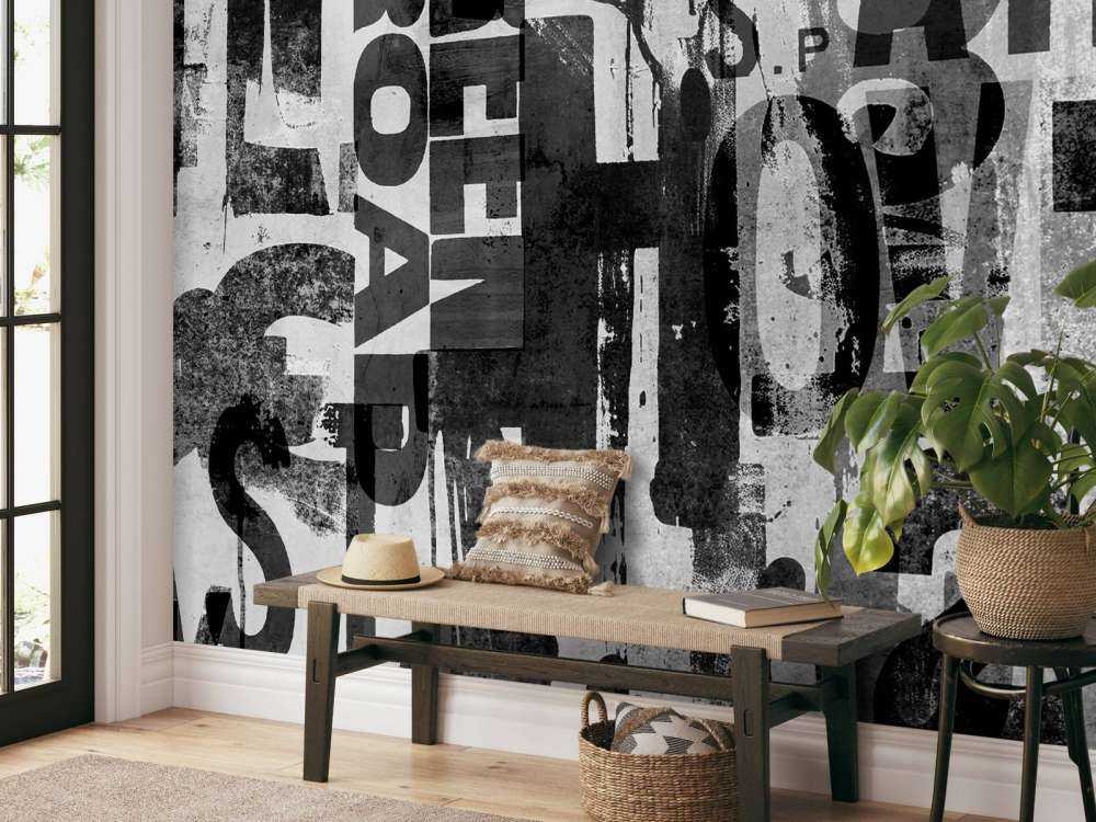 Typographie street art grise