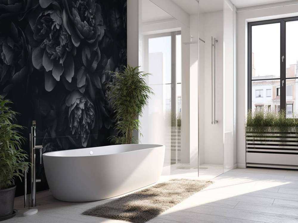 Fleurs opulentes noires et grises