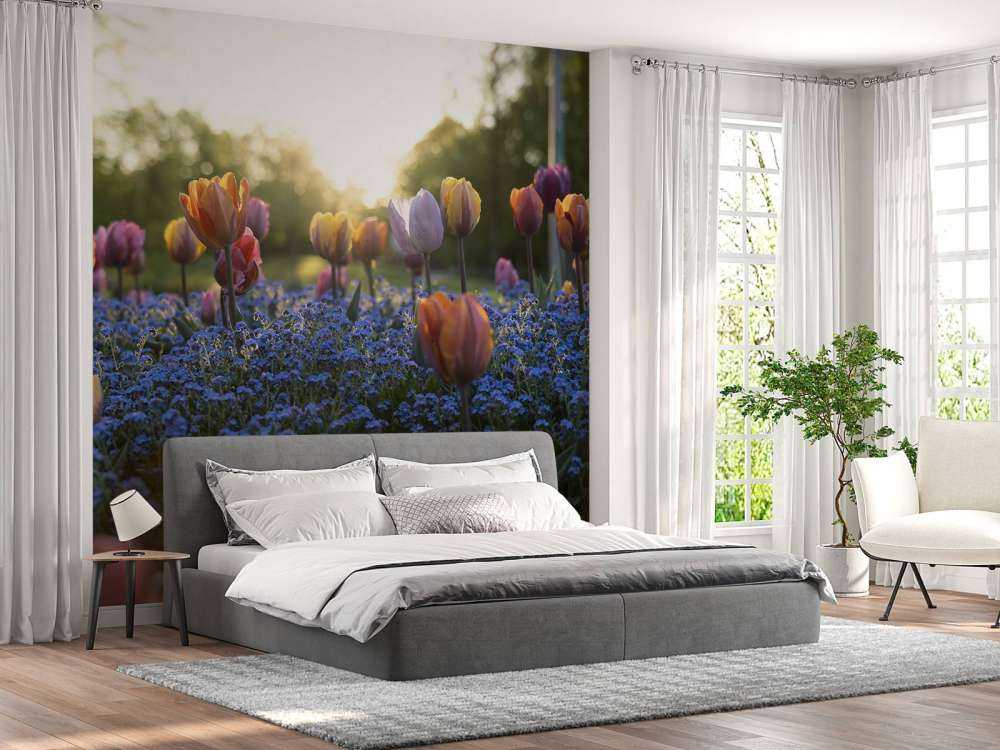 Champ de tulipes joyeux