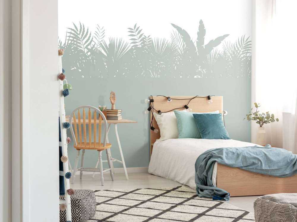 Silhouettes feuilles de palmier, vert clair