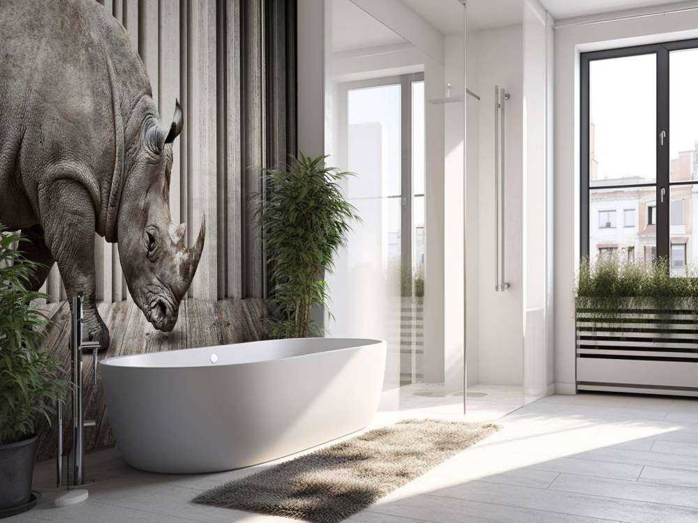 Rhinocéros dans le hall