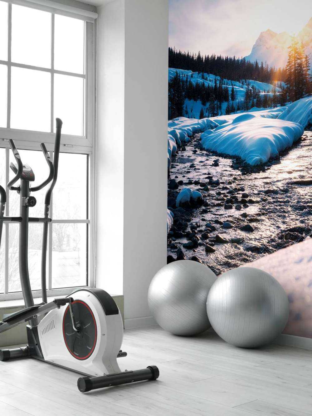 Bergbeek dans la lumière dorée de l'hiver