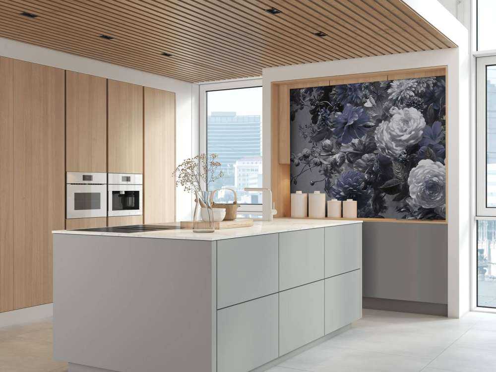 Grand bouquet avec des coquelicots bleus