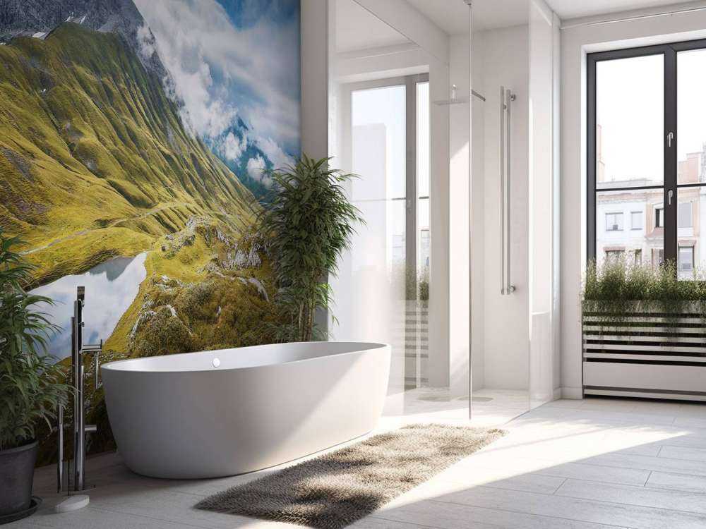 Paysage de montagne avec des nuages et un lac de montagne