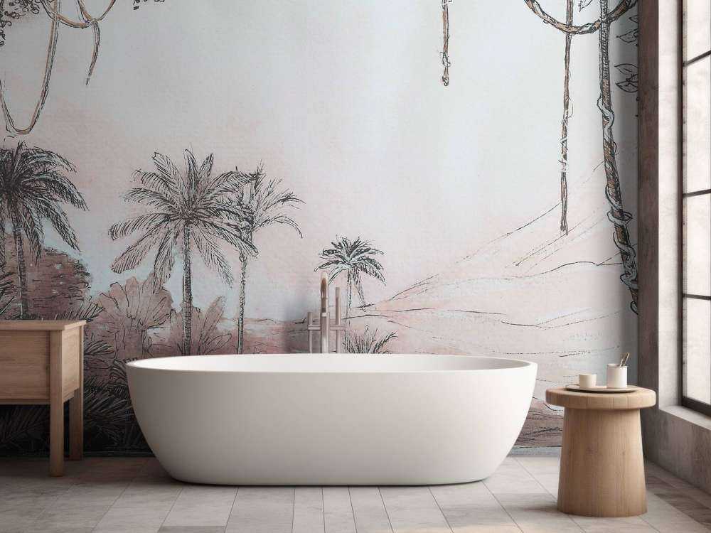 Vallée des palmiers dans la lumière rose