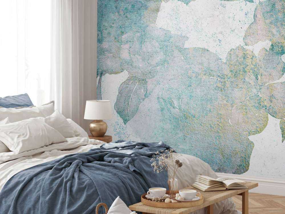 Pivoines fanées en bleu aquarelle