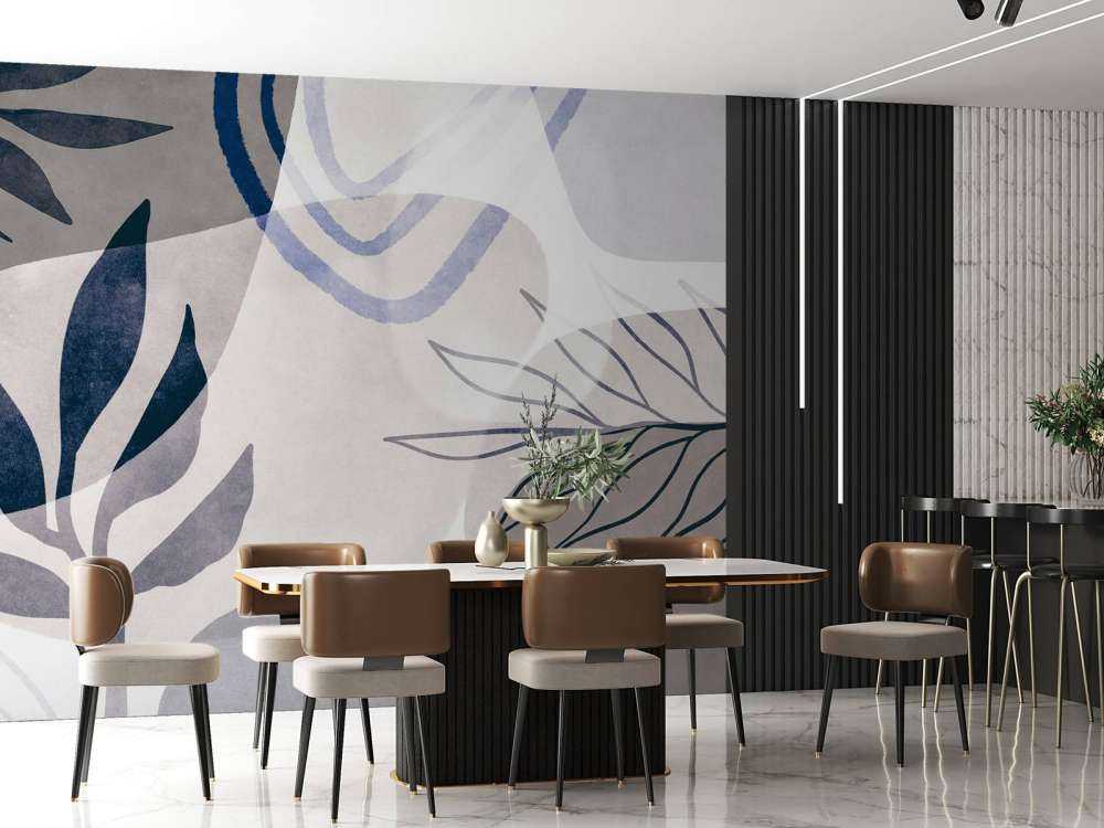 Nuances botaniques abstraites bleu beige