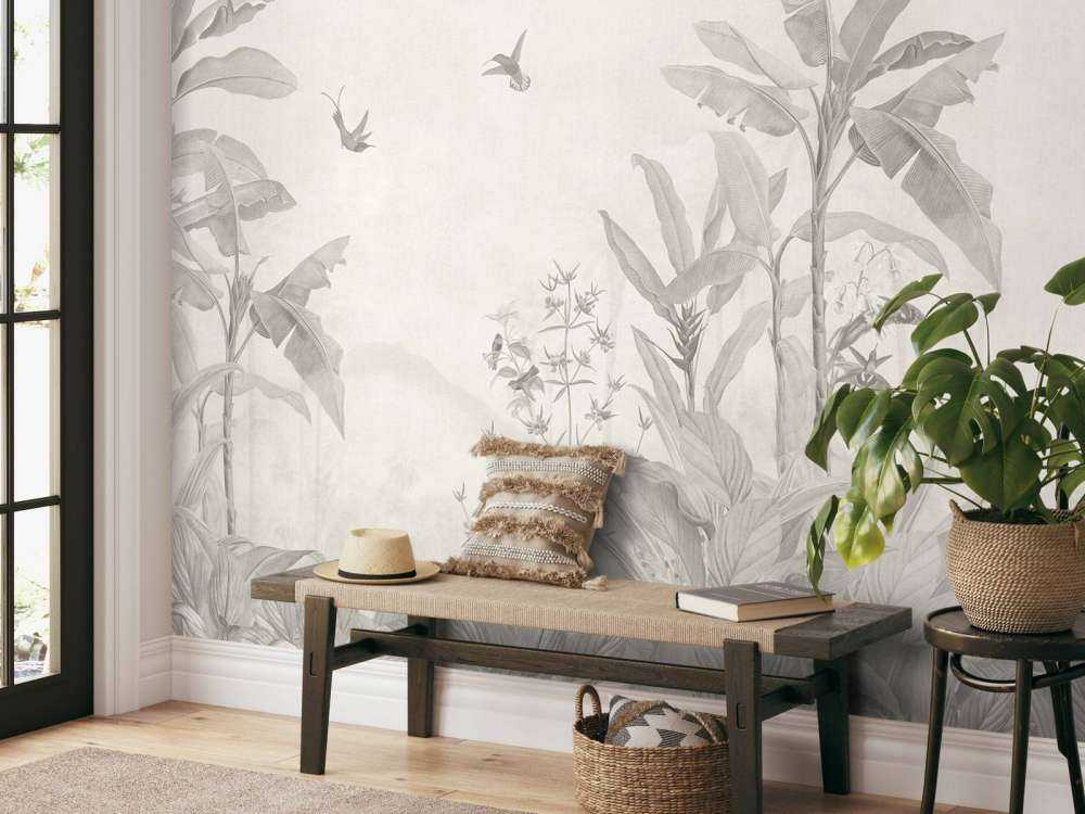 Jungle tropicale avec des colibris.