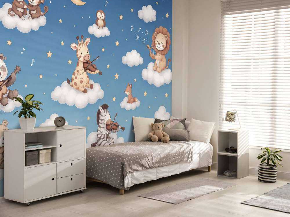 Concert d'oiseaux dans les nuages - bleu