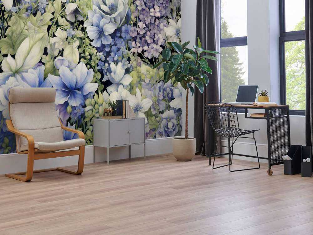 Festival de fleurs sans couture - bleu