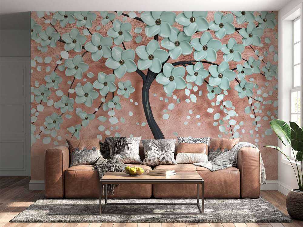 Arbre fantaisie noir avec des fleurs de menthe