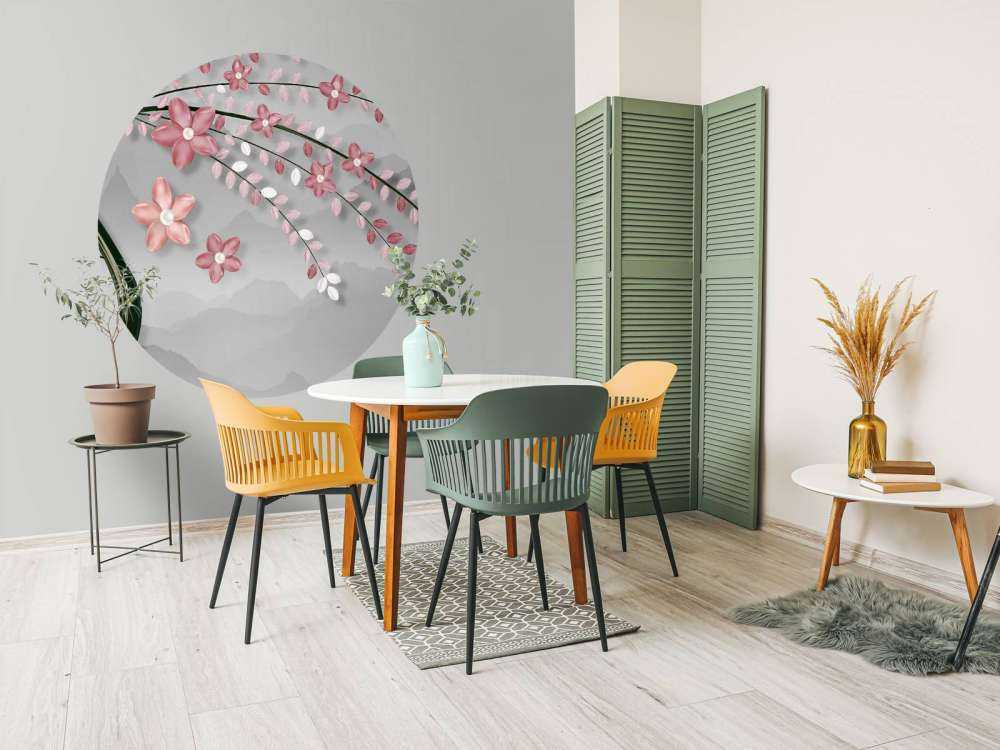 Arbre 3D avec des fleurs roses