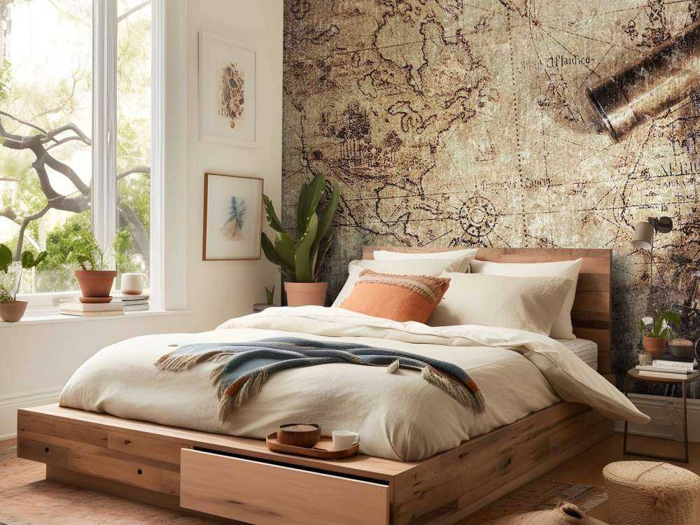 Carte du monde avec boussole