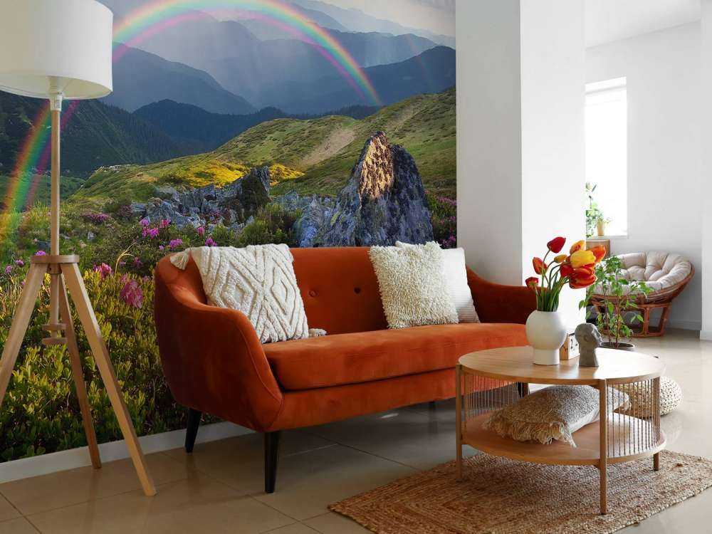 Paysage avec des fleurs