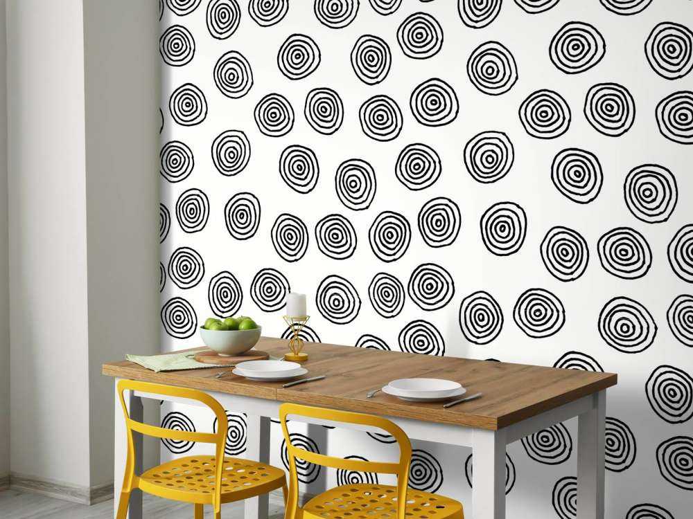 Cercles abstraits en noir et blanc