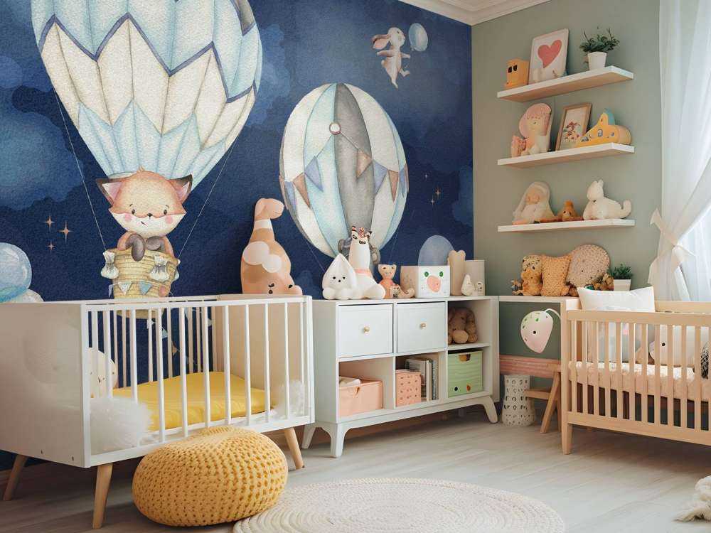 Voyage en mongolfière bleu