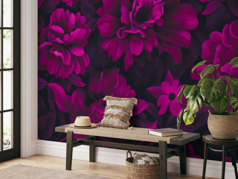 fleurs en velours rose, floral de luxe, opulenz