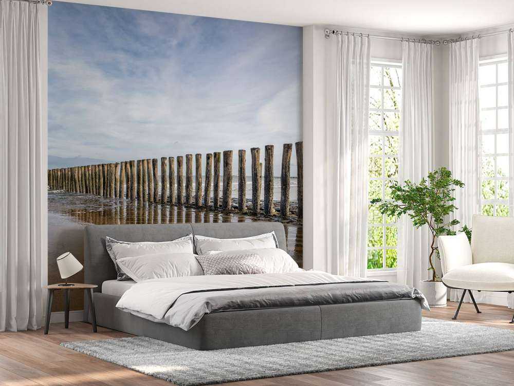 Brise-lames en bois sur la côte près de Cadzand-bad - NL