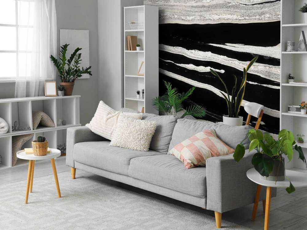 Marbre noir avec des veines blanches