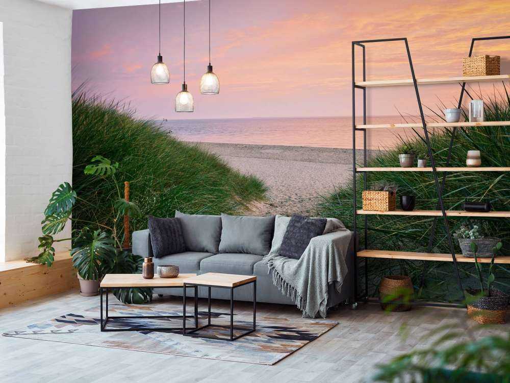 Passage de la dune avec le lever du soleil